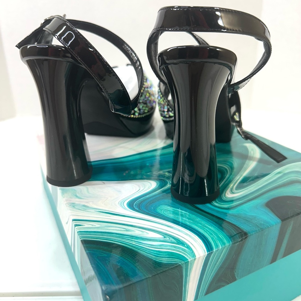 Black Rhinestone Platform Sandals - Picture 9 of 16